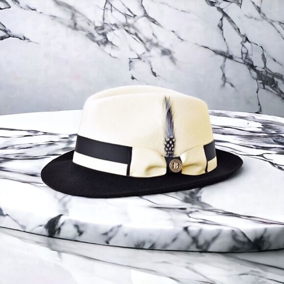 MEN'S BRUNO CAPELO CAESAR COLLECTION TWO TONE 100% WOOL FEDORA HAT CA351. - Picture 1 of 8